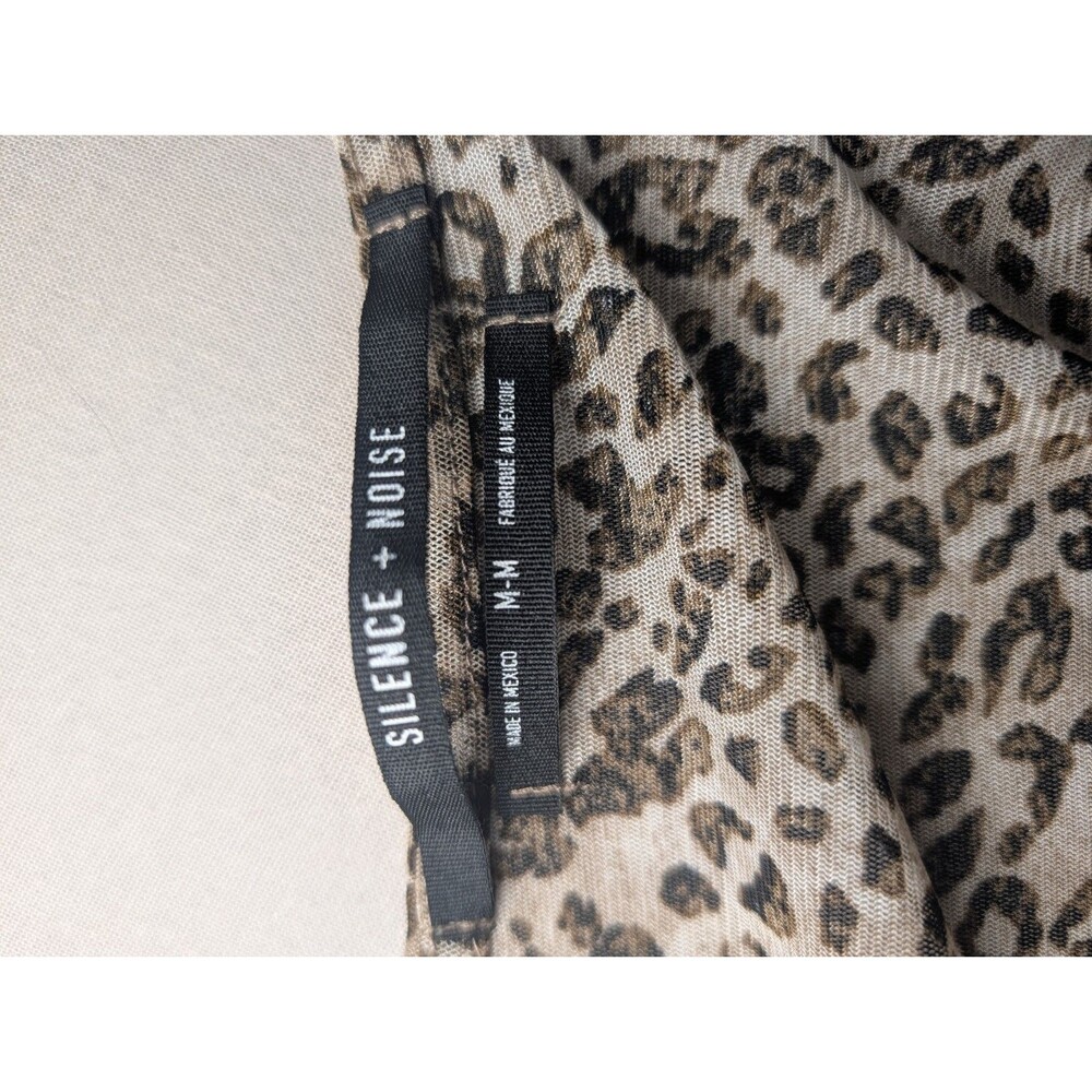 Silence + Noise Leopard Mesh Top M - Mob Wife Office Siren Y2K Animal Print - Picture 7 of 10